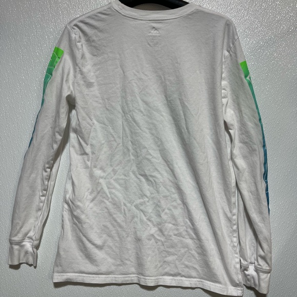 Adidas White Long Sleeve Tee with Blue and Green Accents - Picture 3 of 6
